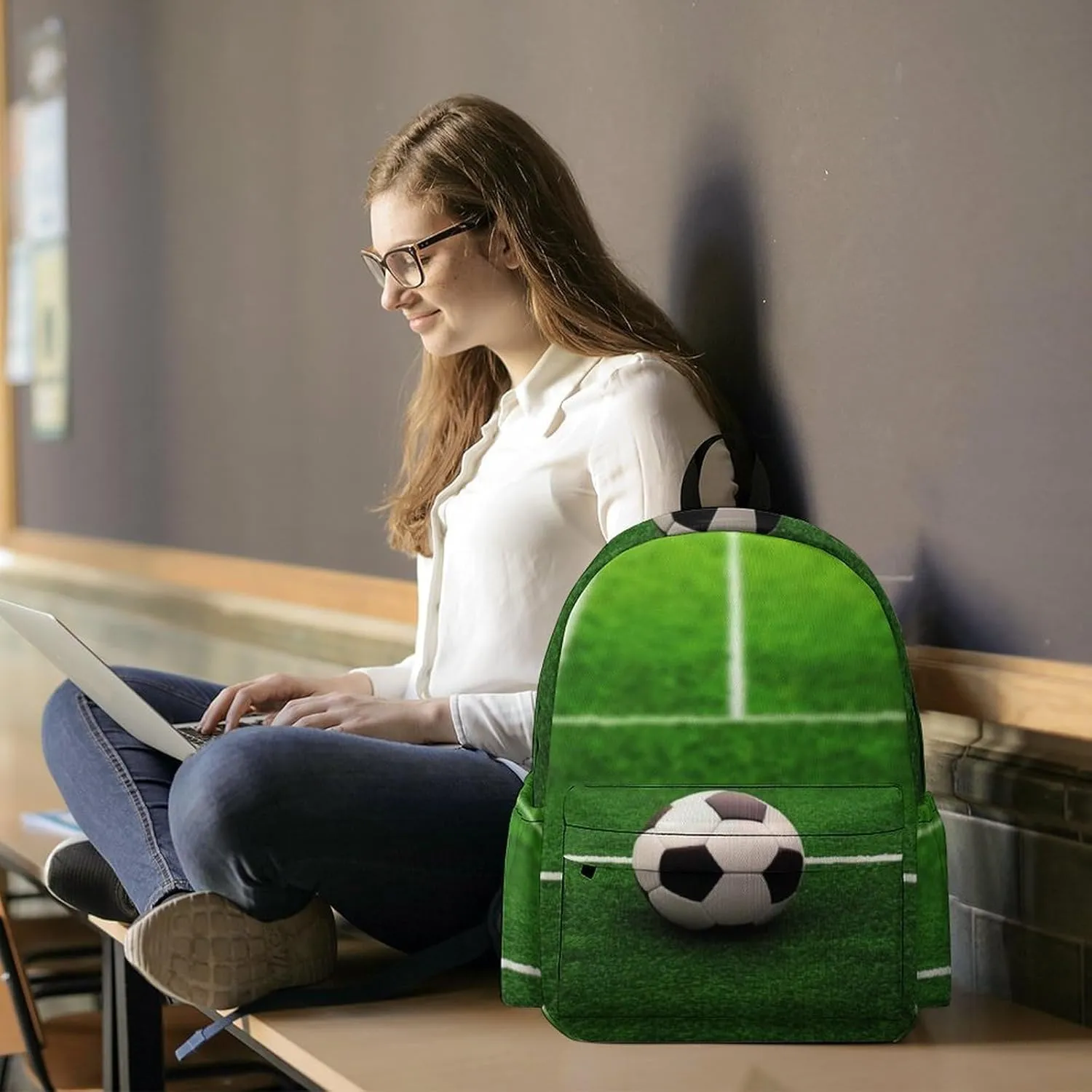 Laptop Backpack for Women Men Daypack Waterproof Grass Field Soccer Playground Computer Bag Business Work Bag for Travel