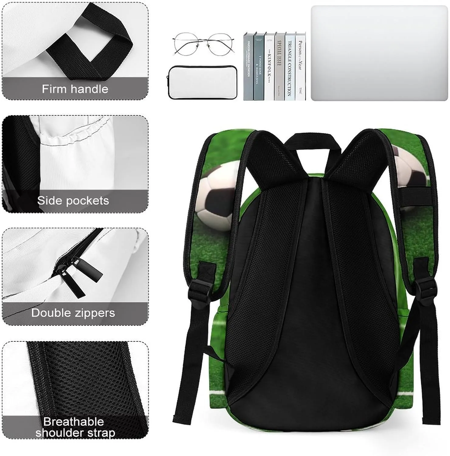 Laptop Backpack for Women Men Daypack Waterproof Grass Field Soccer Playground Computer Bag Business Work Bag for Travel