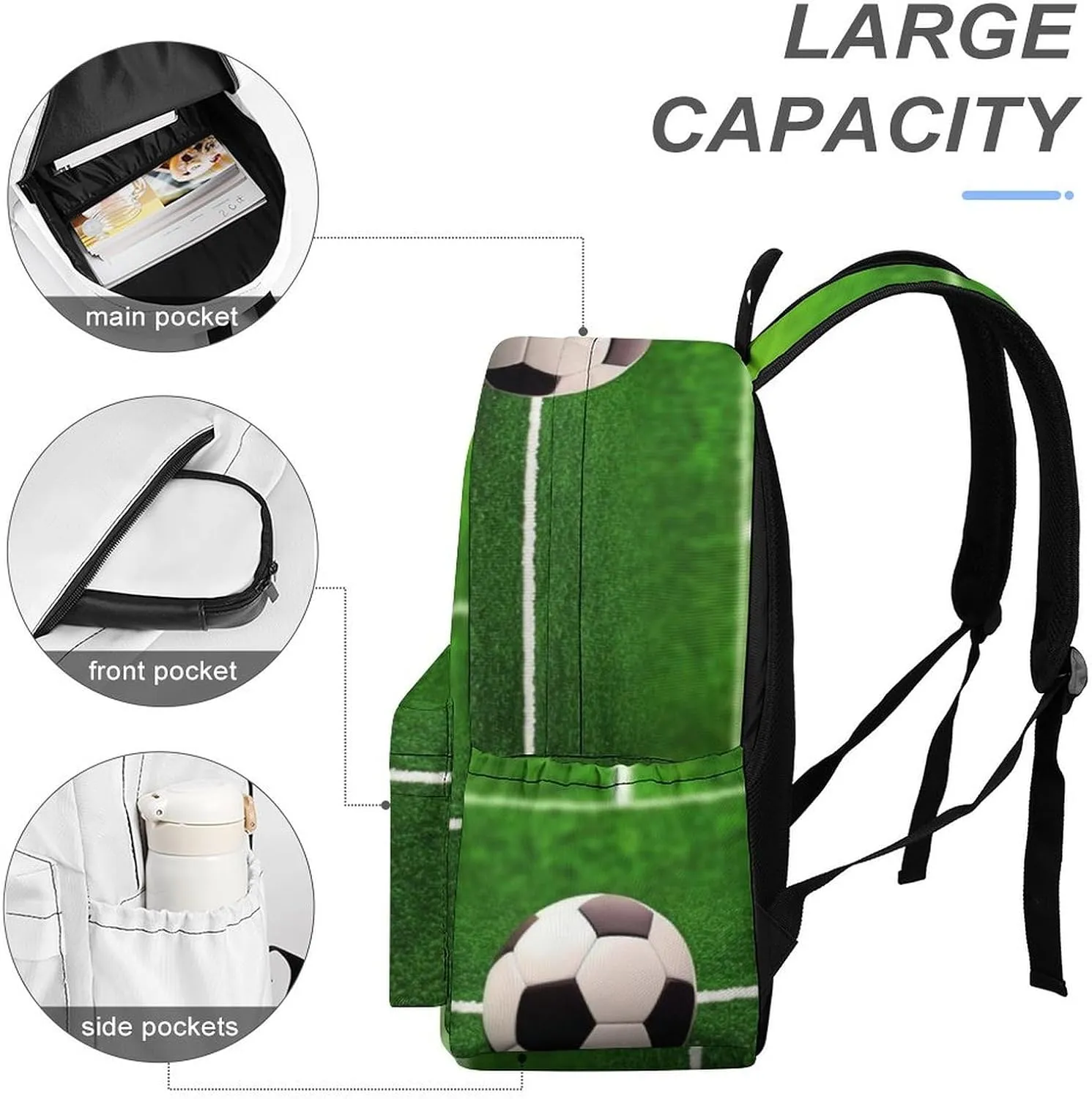 Laptop Backpack for Women Men Daypack Waterproof Grass Field Soccer Playground Computer Bag Business Work Bag for Travel