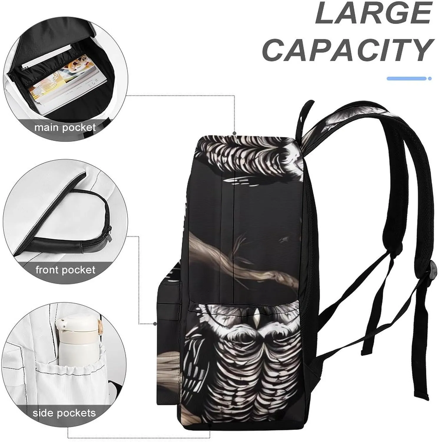 Laptop Backpack for Women Men Daypack Waterproof Late Night Owl Computer Bag Business Work Bag for Travel
