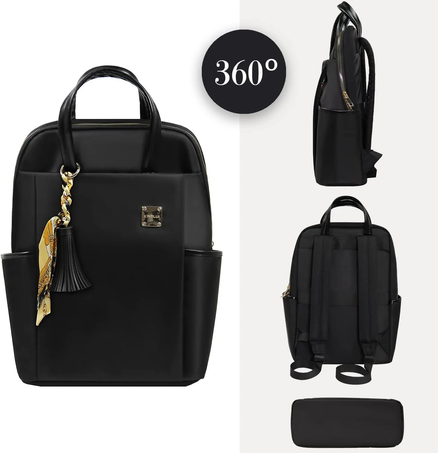 Laptop Backpack for Women Slim Travel - Laptop Bag Computer Case Fit up to 15.6-inch Notebook Lightweight Medium Size Purse for Work Bookbag Water-resistant Business Fashion Stylish Nylon Black