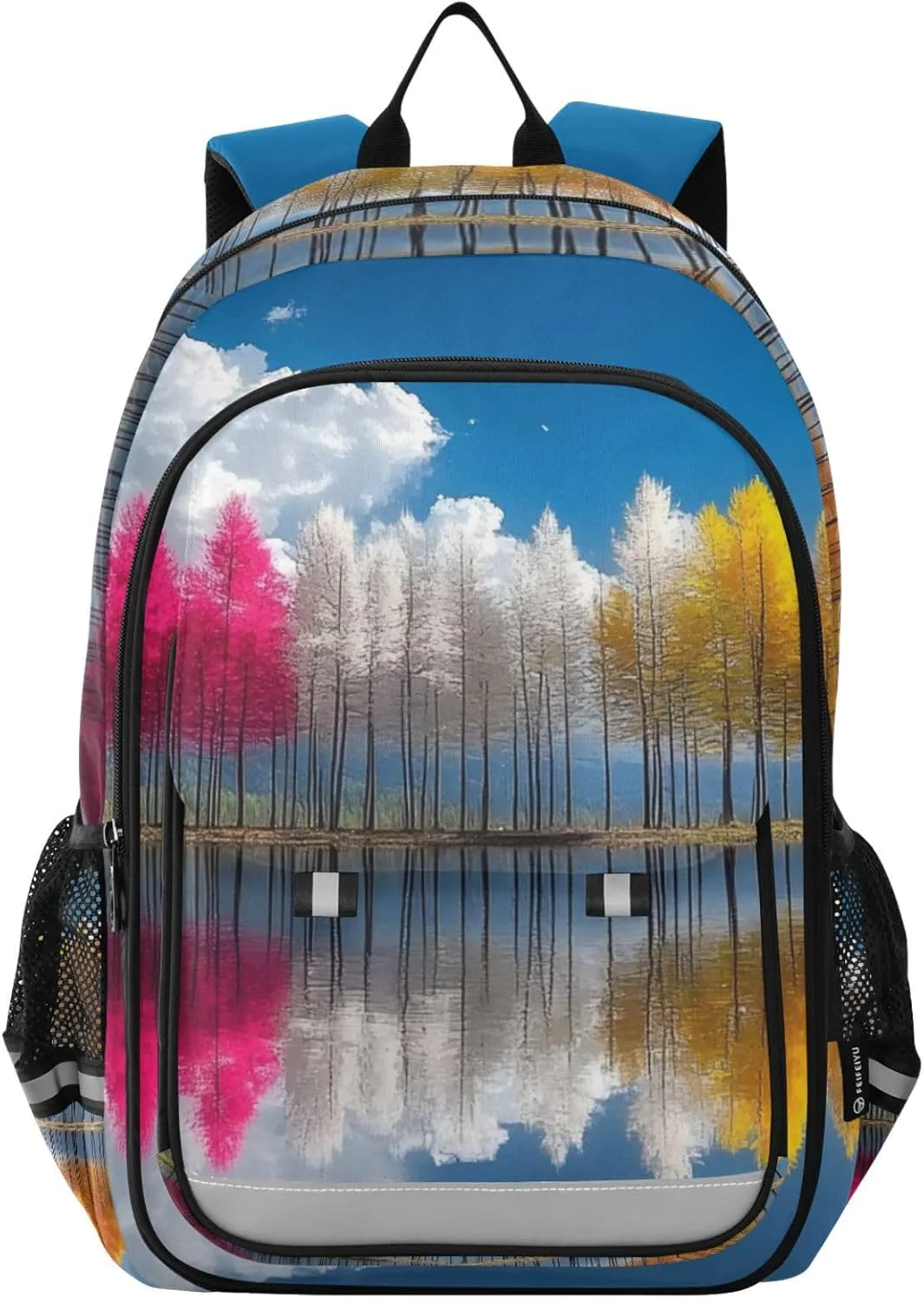 Laptop Backpack Purse Colorful Birch Tree Landscape for Women Men Travel Daypack Casual Shoulder Bag Book Bag Cute Cool Funny Backpack with Compartment & Multiple Pockets