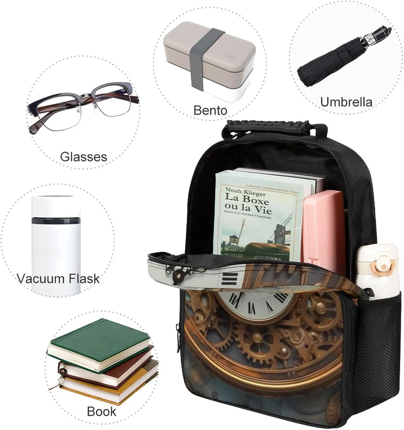 Laptop Backpack Rusty Steampunk Clock Daypack Computer Bag Travel Laptop Bag Casual Nurse Bag for Women Men