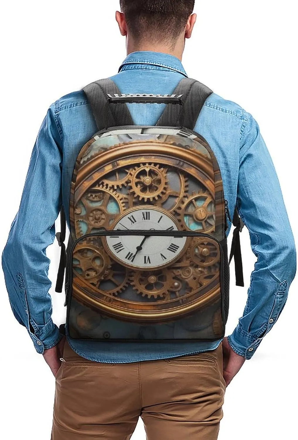 Laptop Backpack Rusty Steampunk Clock Daypack Computer Bag Travel Laptop Bag Casual Nurse Bag for Women Men