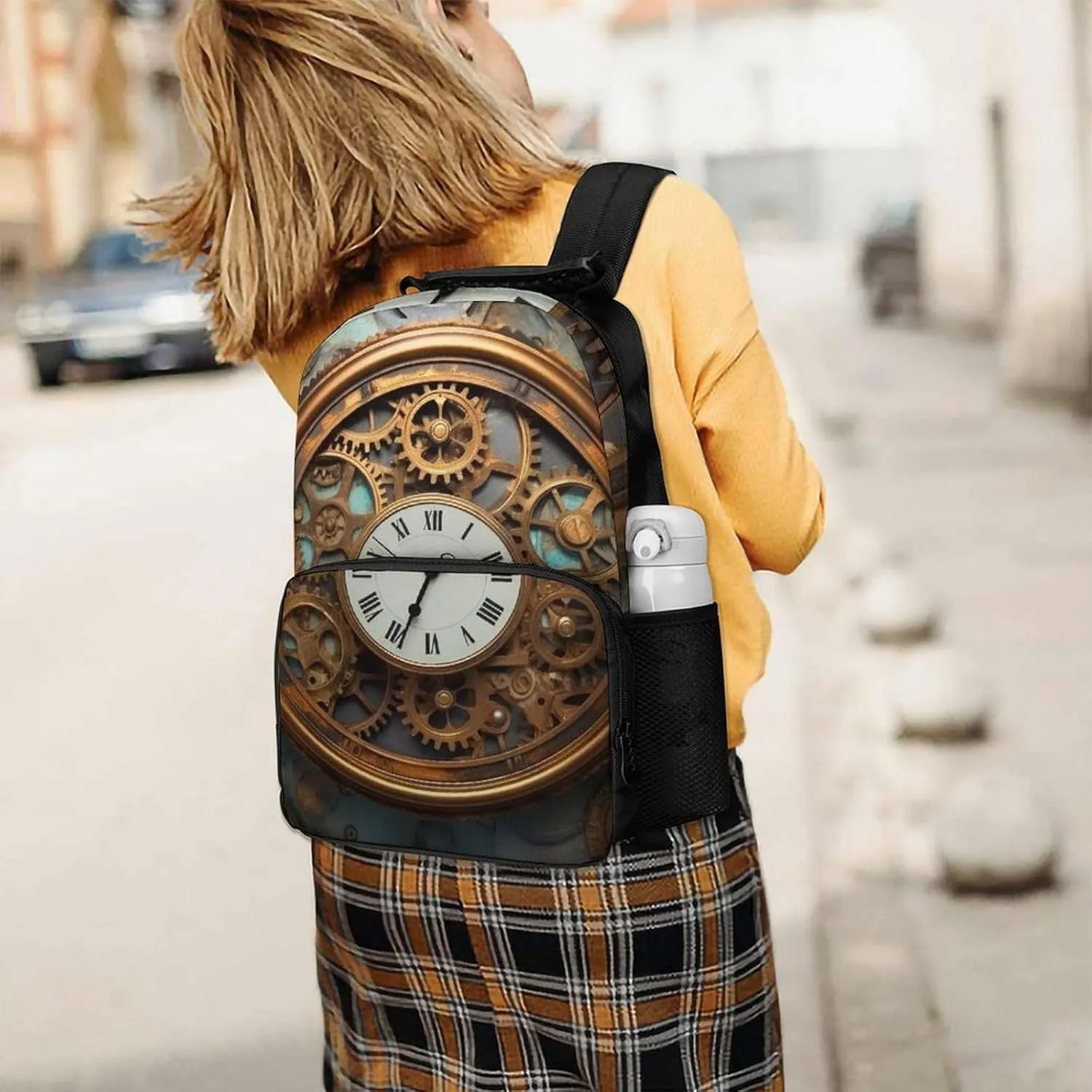 Laptop Backpack Rusty Steampunk Clock Daypack Computer Bag Travel Laptop Bag Casual Nurse Bag for Women Men
