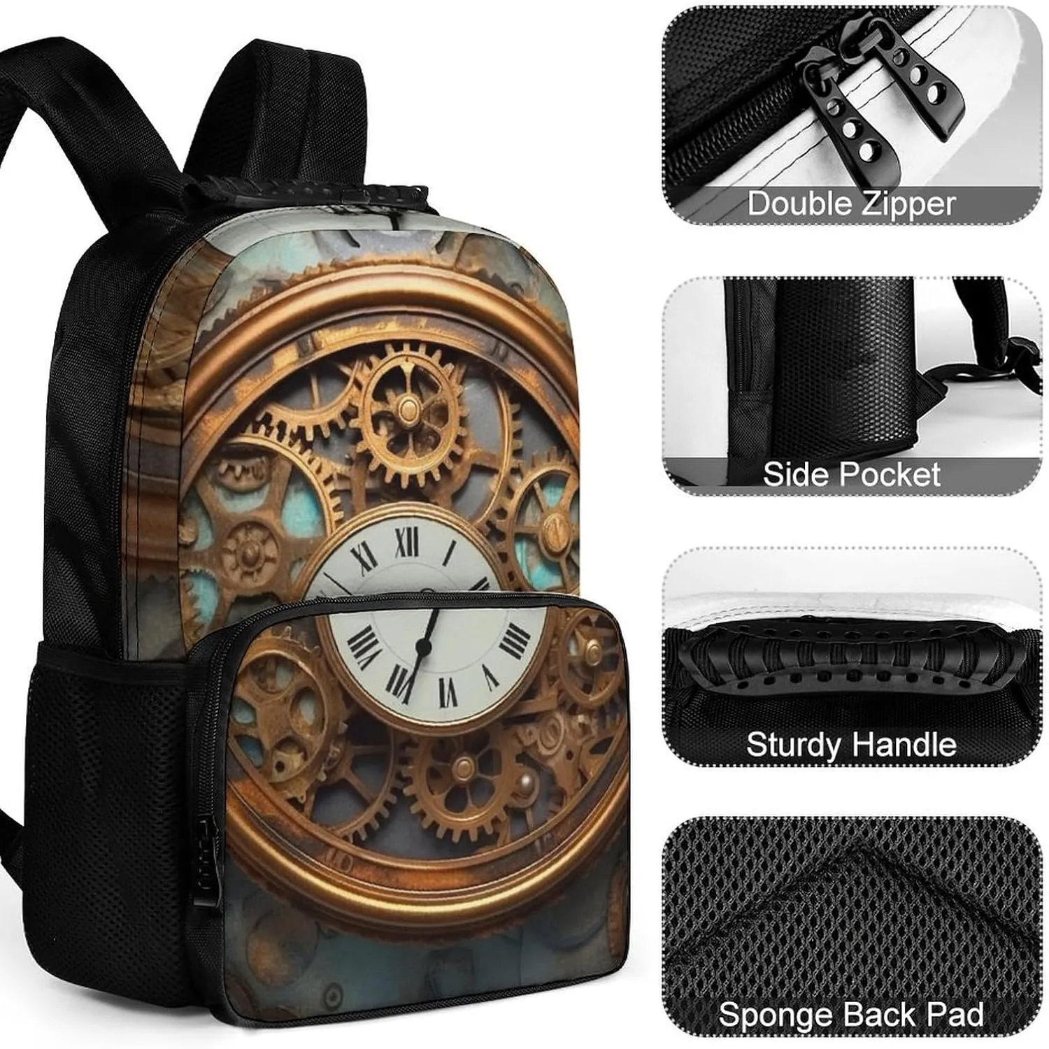 Laptop Backpack Rusty Steampunk Clock Daypack Computer Bag Travel Laptop Bag Casual Nurse Bag for Women Men