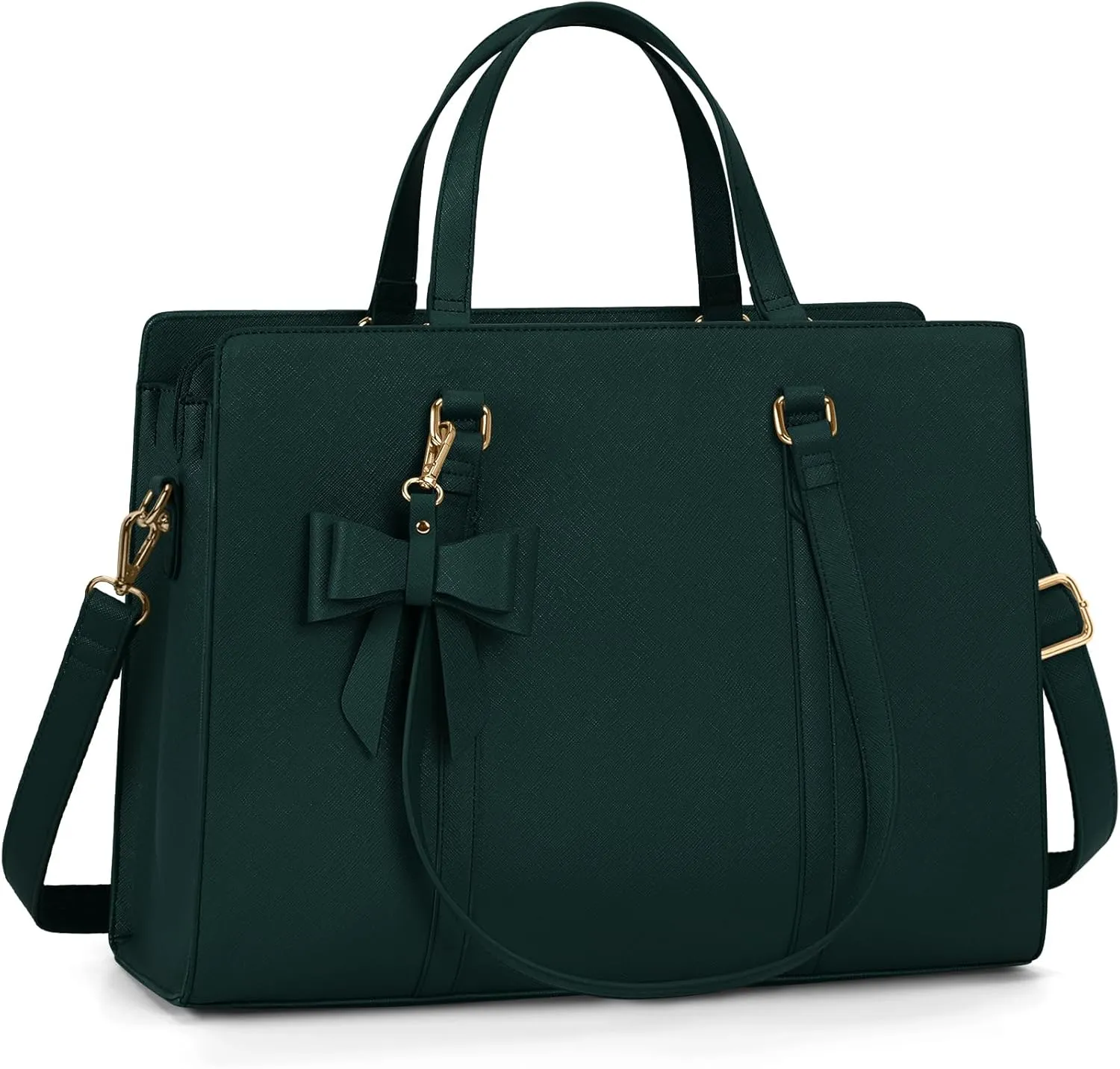 Laptop Bag for Women 15.6 inch Laptop Tote Bag Waterproof Leather Computer Bag Large Lightweight Briefcase Professional Business Work Bag Dark Green