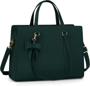 Laptop Bag for Women 15.6 inch Laptop Tote Bag Waterproof Leather Computer Bag Large Lightweight Briefcase Professional Business Work Bag Dark Green