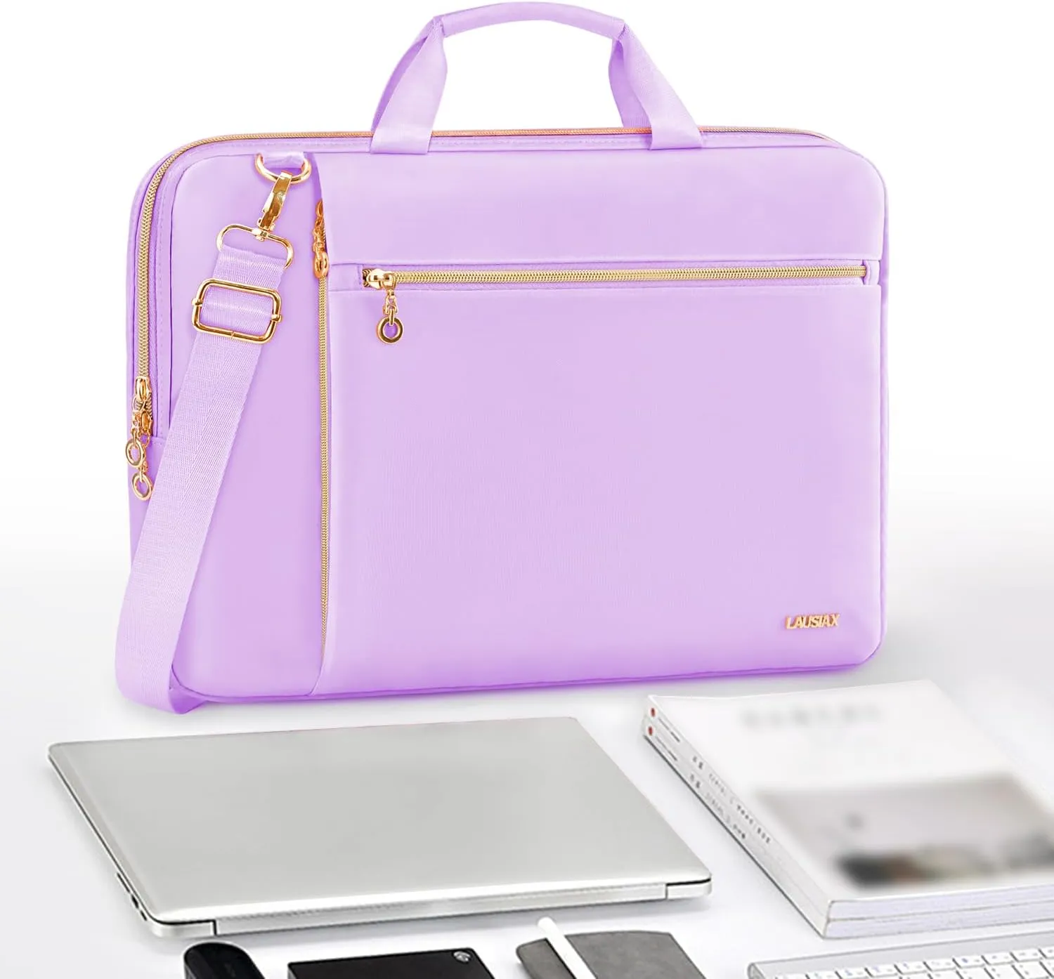 Laptop Case Bag Women Men Computer Sleeve Compatible with MacBook/Dell/HP/Acer/ASUS/LG, Waterproof Shoulder Carrying Briefcase, Purple, 17-17.3 Inch
