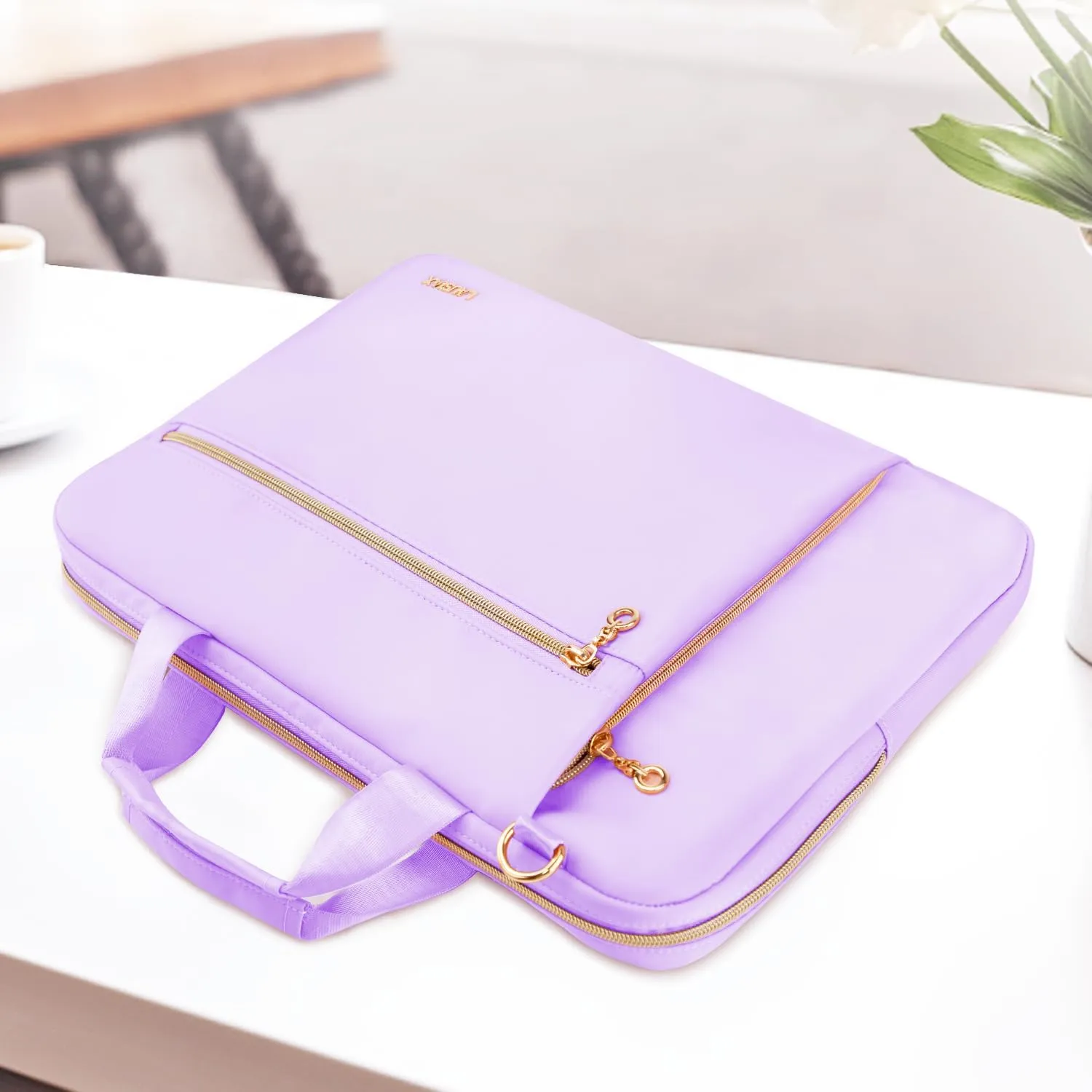Laptop Case Bag Women Men Computer Sleeve Compatible with MacBook/Dell/HP/Acer/ASUS/LG, Waterproof Shoulder Carrying Briefcase, Purple, 17-17.3 Inch