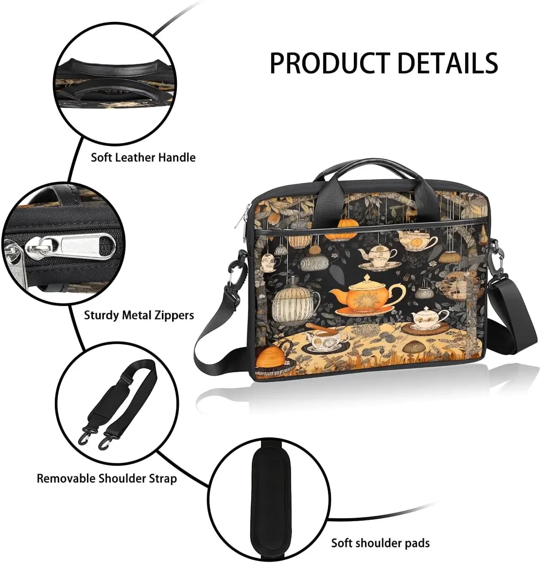 Laptop Shoulder Bag Computer Bag 13-15 Inches Laptop Carrying Case with Shoulder Strap for Women Men
