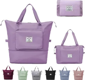 Large Capacity Travel Bag, Expandable Foldable Travel Duffel Bag, Dry and Wet Separation Portable Travel Duffel Bag, Overnight Bag for Women and Man (Purple)
