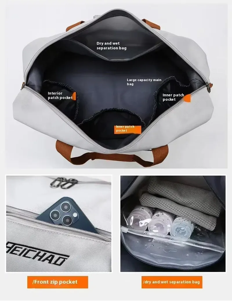 Large Capacity Travel Gym Bag Short-Distance Luggage Portable Fitness Bags Shoulder Crossbody Handbags Men'S Sports Waterproof B