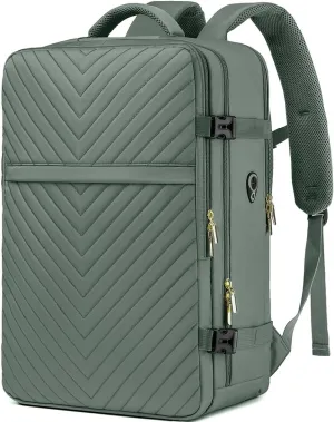 Large Carry On Travel Backpack - Flight Approved Waterproof Luggage Suitcase Backpacks Personal Item Size for Women Men Fit 17 Inch Laptop College Overnight Bag Anti-Theft Weekender Daypack Dark Green