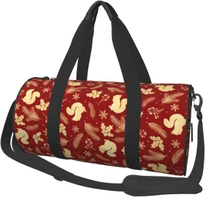 Large Duffle Bag for Travel - Golden Squirrels Holiday Gym Bag for Women Men, Foldable Travel Bags for Women Men with Zippered Multiple Pockets