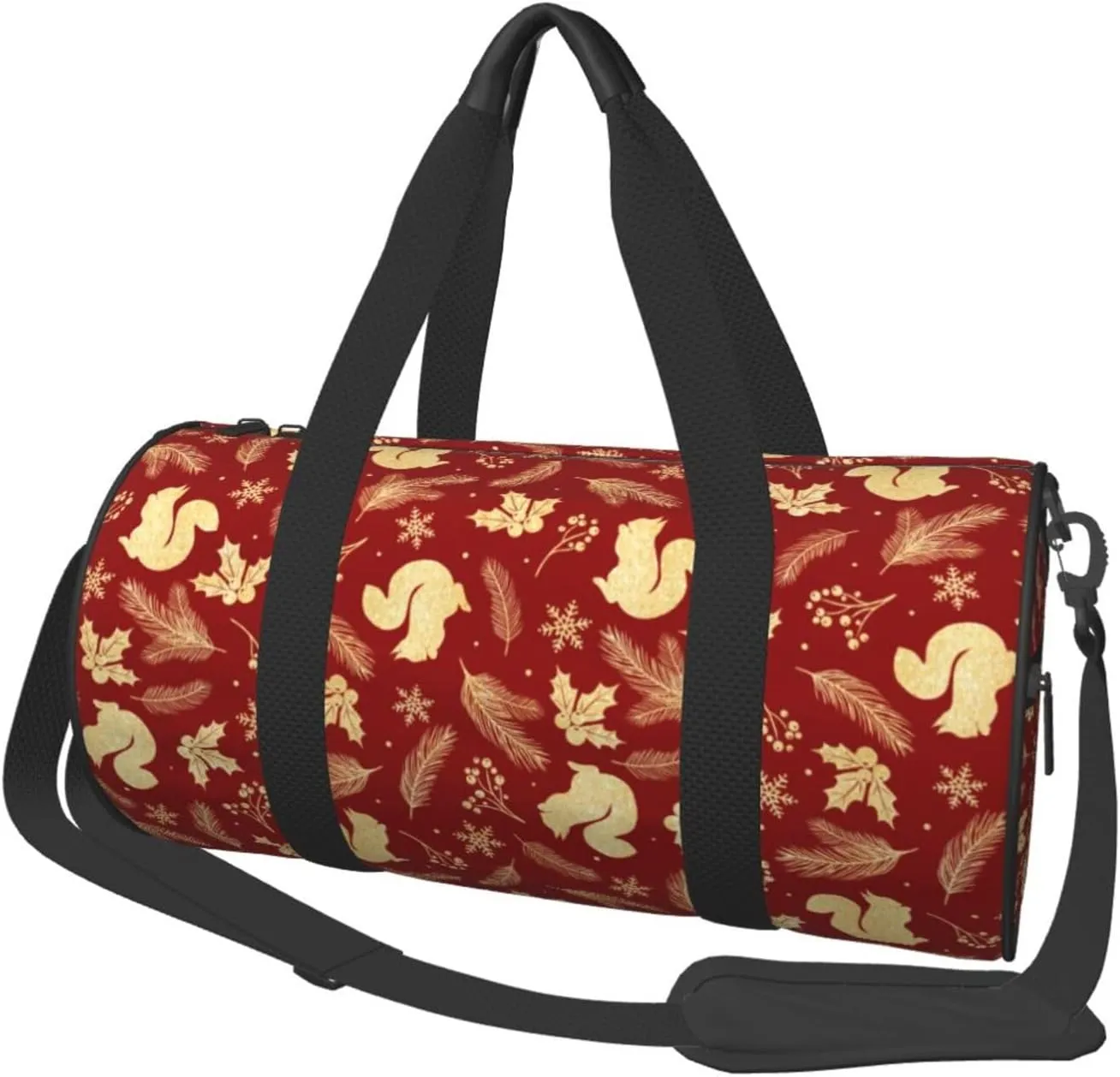 Large Duffle Bag for Travel - Golden Squirrels Holiday Gym Bag for Women Men, Foldable Travel Bags for Women Men with Zippered Multiple Pockets