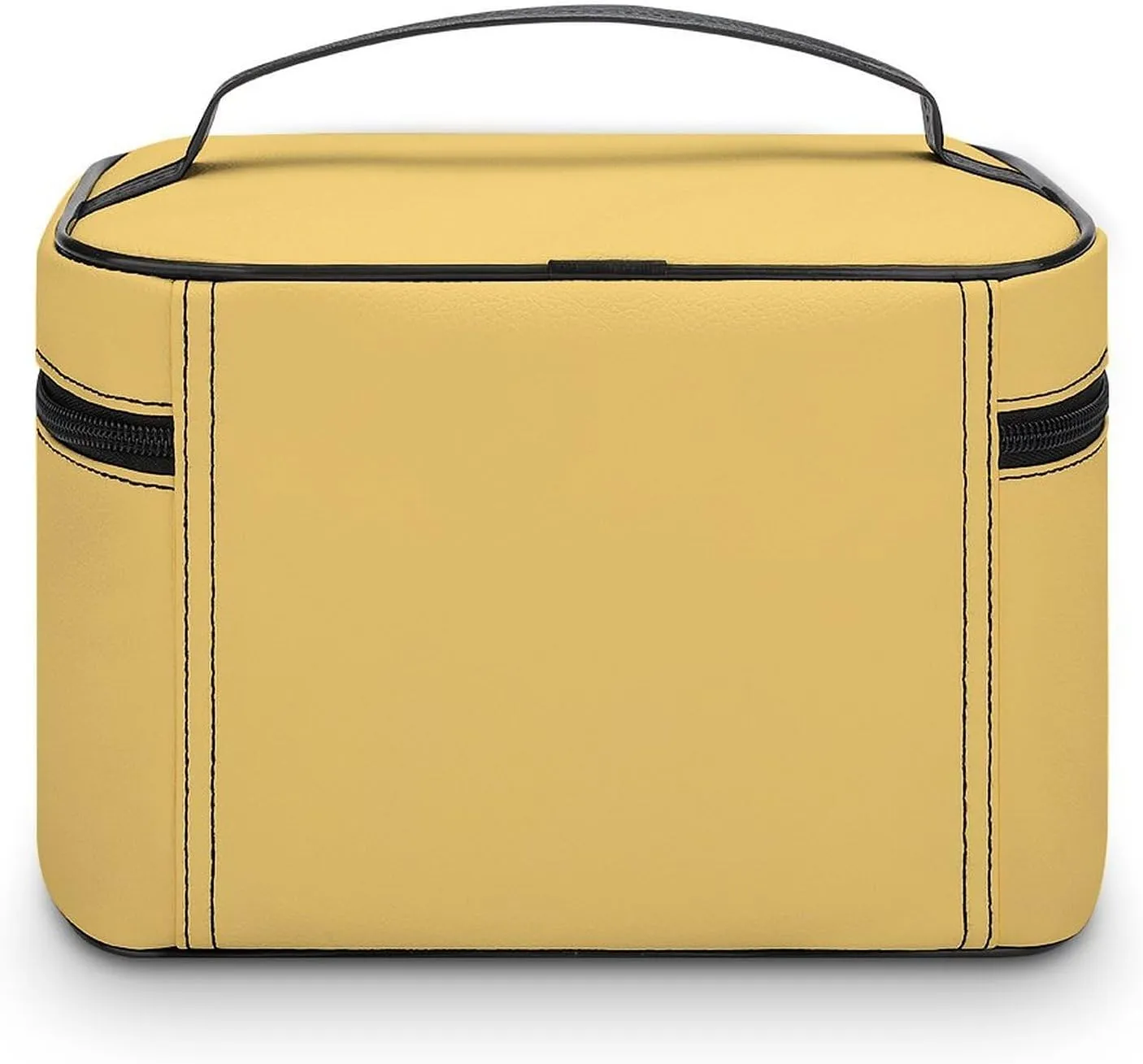 Large Makeup Bag, Solid Cream Yellow Cosmetic Bag for Women Girls, Portable Toiletry Bag, Travel Make Up Organizer Bag