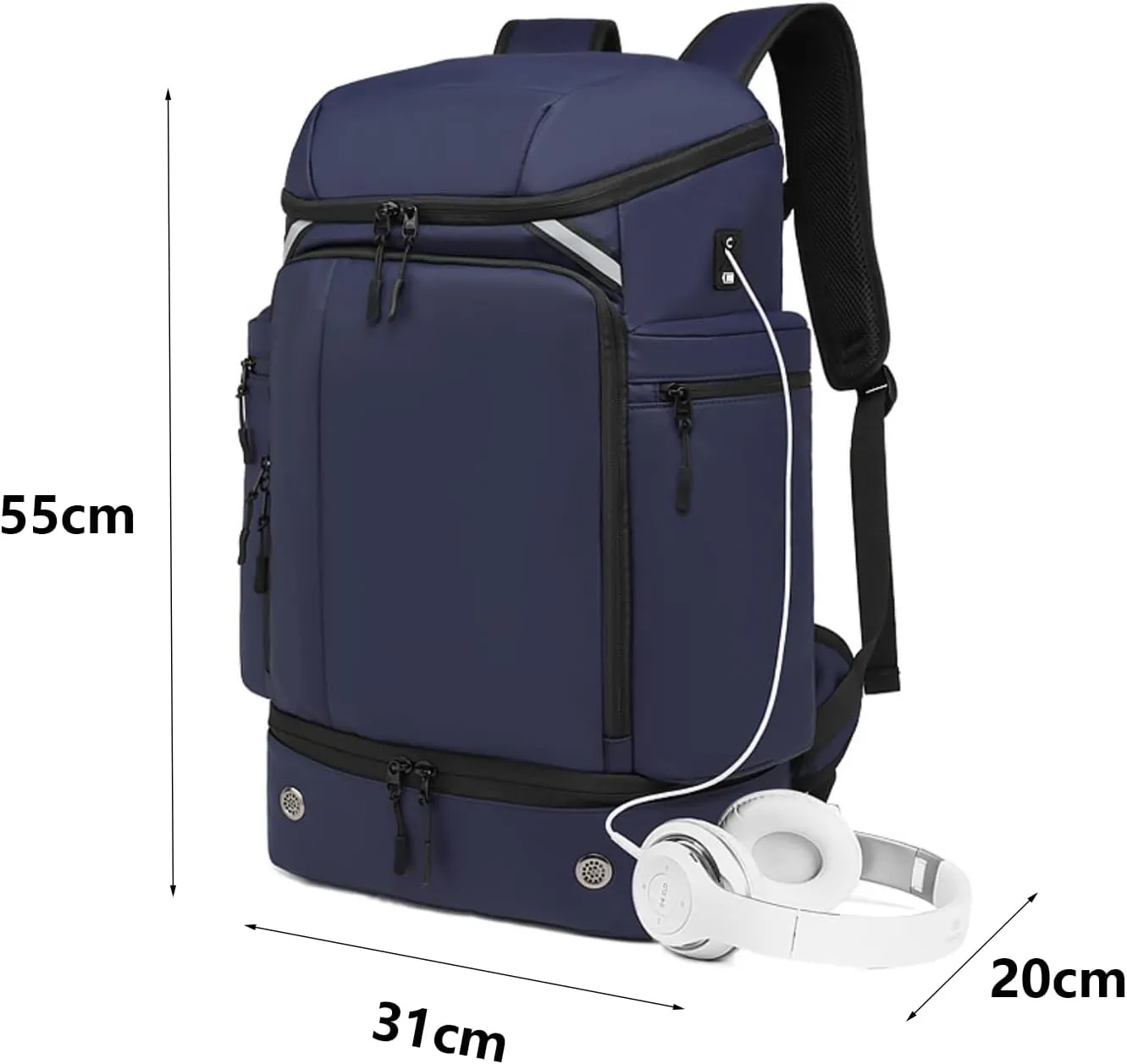 Large Travel Backpack,50L Carry-On Backpack Water Resistant Flight Approved Weekender Bag Luggage Backpack Business Daypack for Men and Women(Blue)