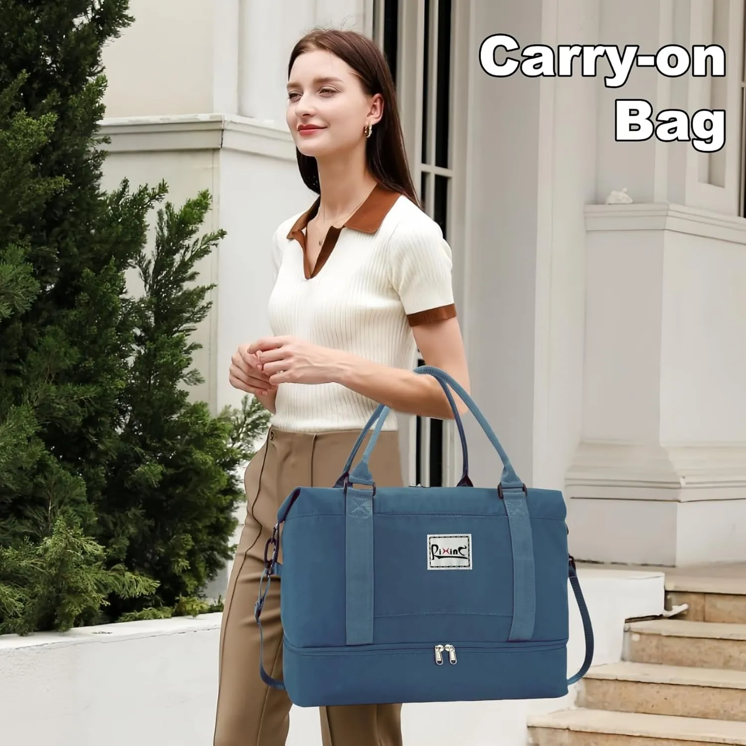 Large Travel Duffle Bag Weekender Bags for Women with Shoes Compartment, Travel Duffel Tote Carry on Overnight Bag for Travel Business Trips, Sport Yoga Gym Bag with Wet Pocket (Peacock Blue)