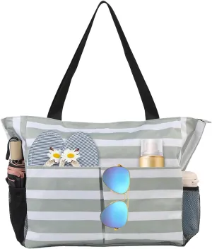Large Waterproof Tote Bags with Zipper - Pool Swim Beach Bags for Travel Vacation