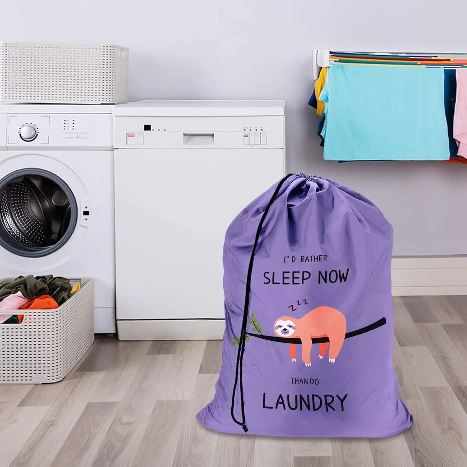 Laundry Bag with Cute Sloth Pattern, Laundry Bags Extra Large Heavy Duty, Sloth College Laundry Bag, Dirty Laundry Travel Bag, Travel Laundry Bags, Fit Laundry Hamper or Basket, Sloth Gifts…