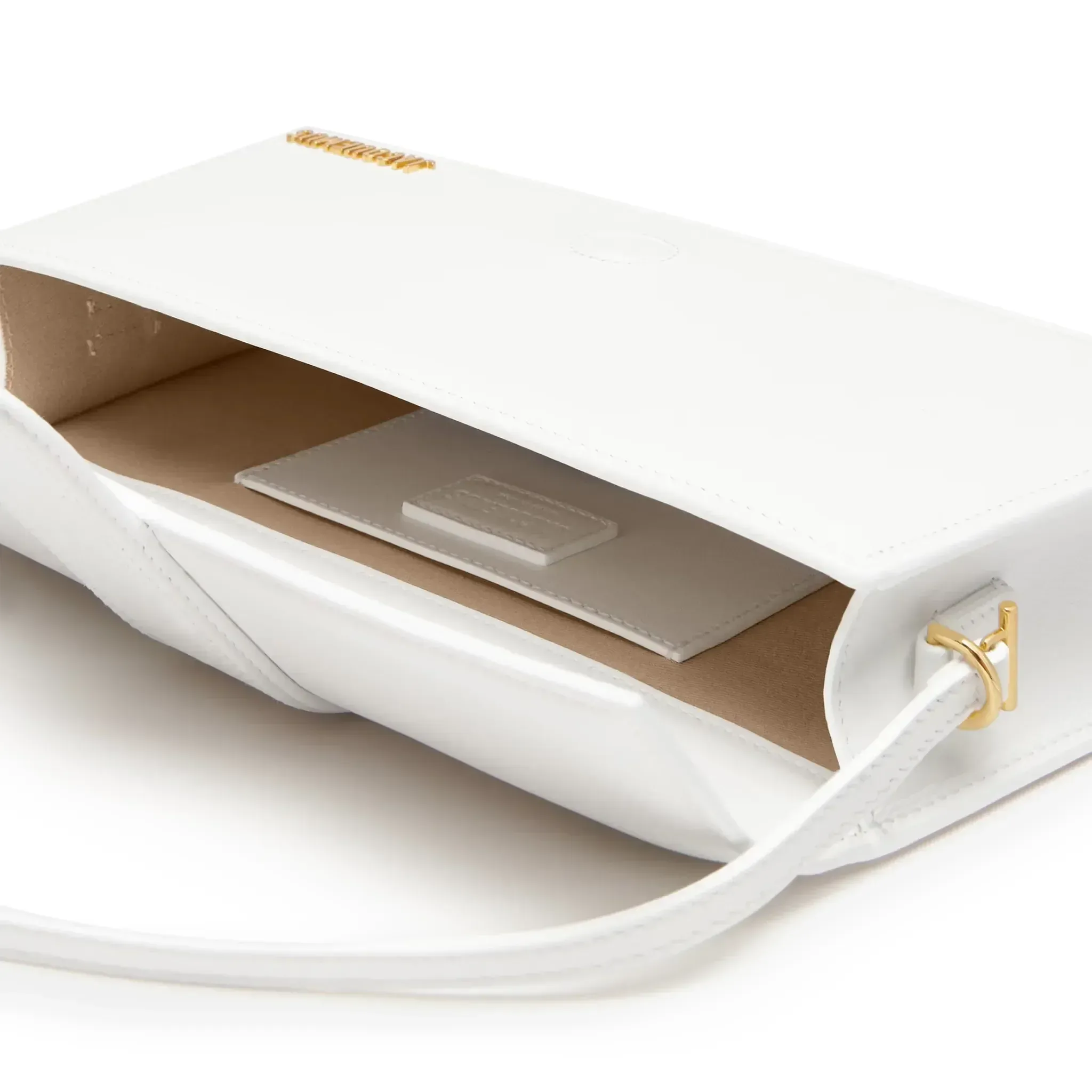 Le Bambino Long Flap White Shoulder Bag