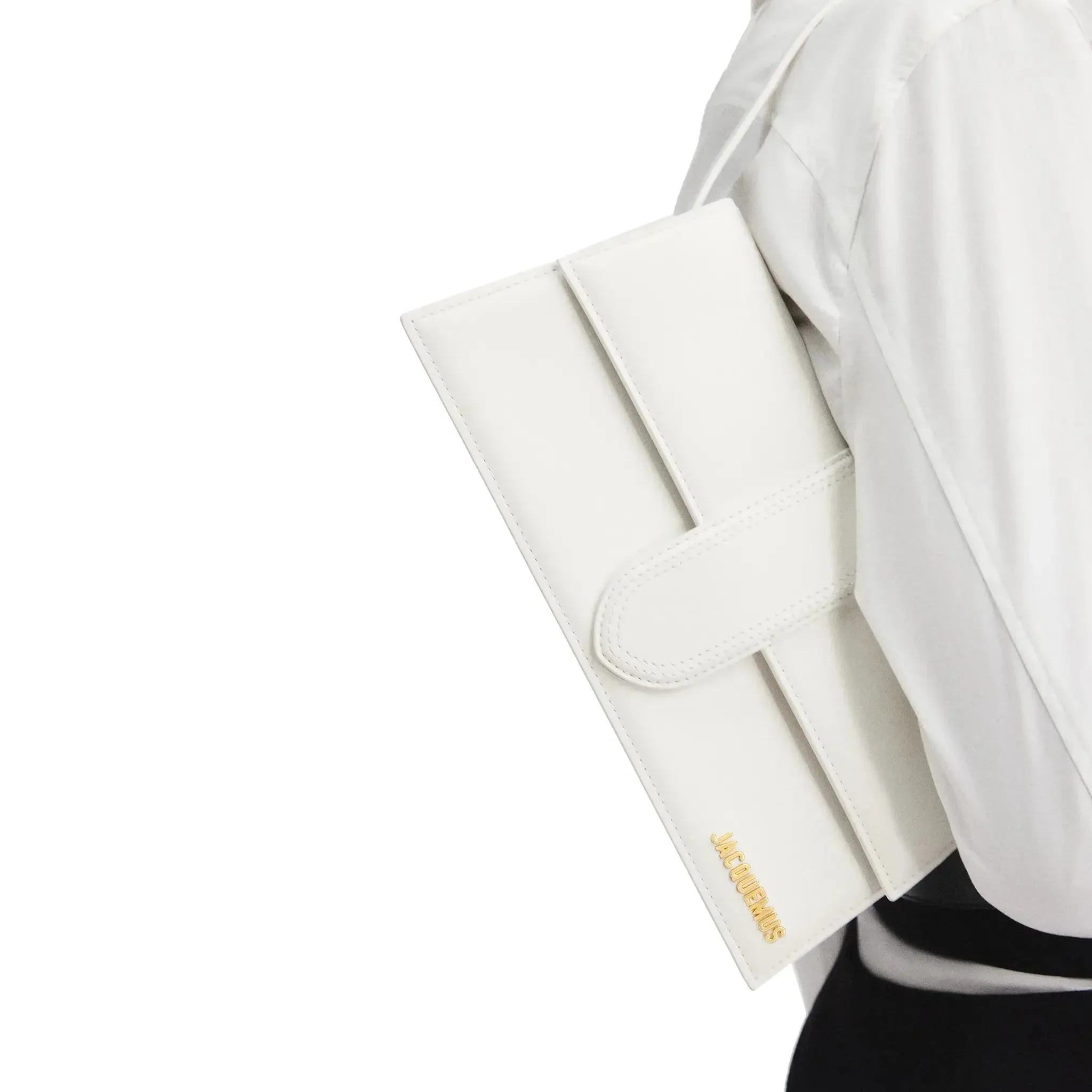 Le Bambino Long Flap White Shoulder Bag