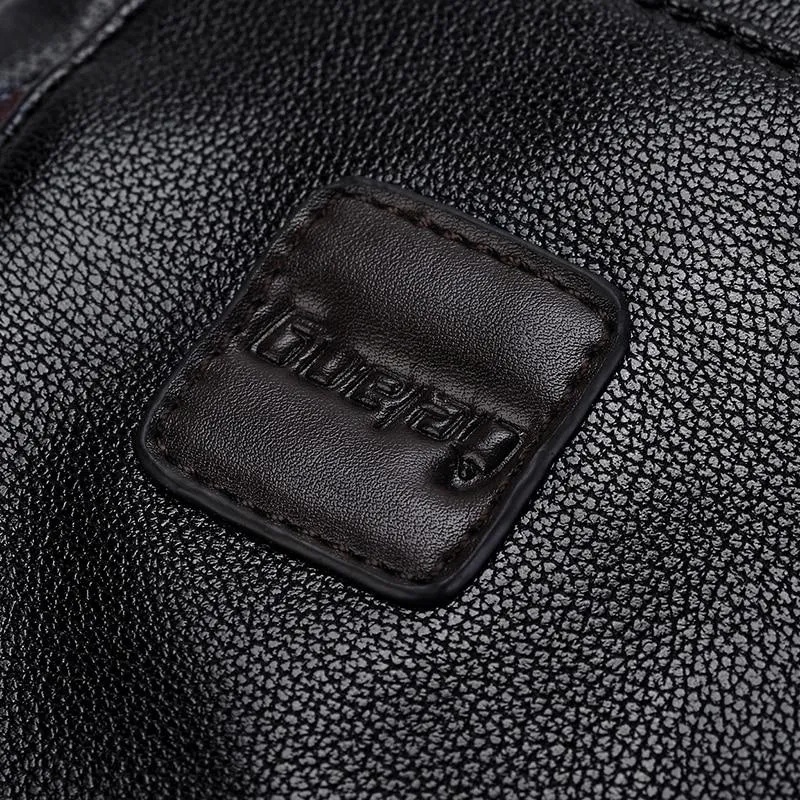 Leather Backpack with External USB Charger