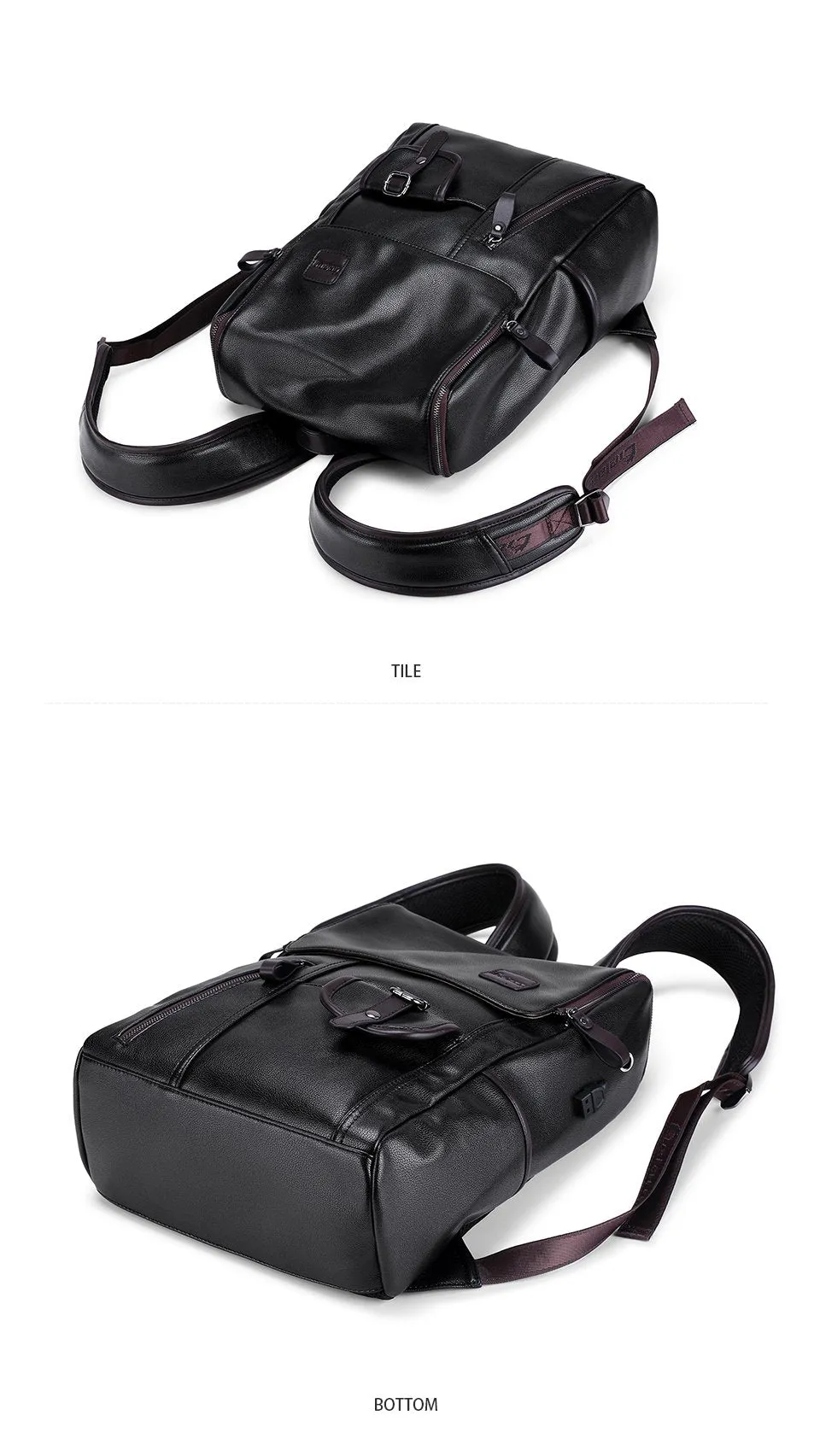 Leather Backpack with External USB Charger