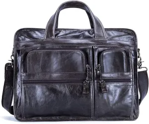Leather Briefcase for Men 15.6inch Laptop Bag Large Shoulder Messenger Bag Computer Crossbody Handbag