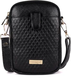 Leather Crossbody Sling Bag – Premium Genuine Leather, Adjustable Strap, Spacious Multi-Compartment, Stylish & Versatile, Perfect for Travel & Daily Use(Black)