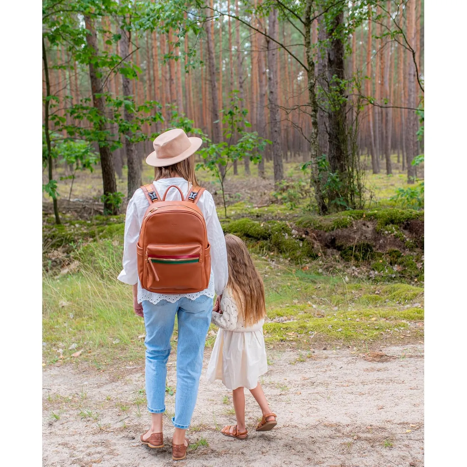 Leather Diaper Bag Backpack for Women with Multiple Pockets,Laptop Compartment and Changing Pad.