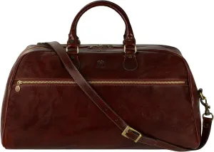 Leather Duffel Bag Full Grain Leather Travel Bag Weekend Bag Gym - Time Resistance (Brown)