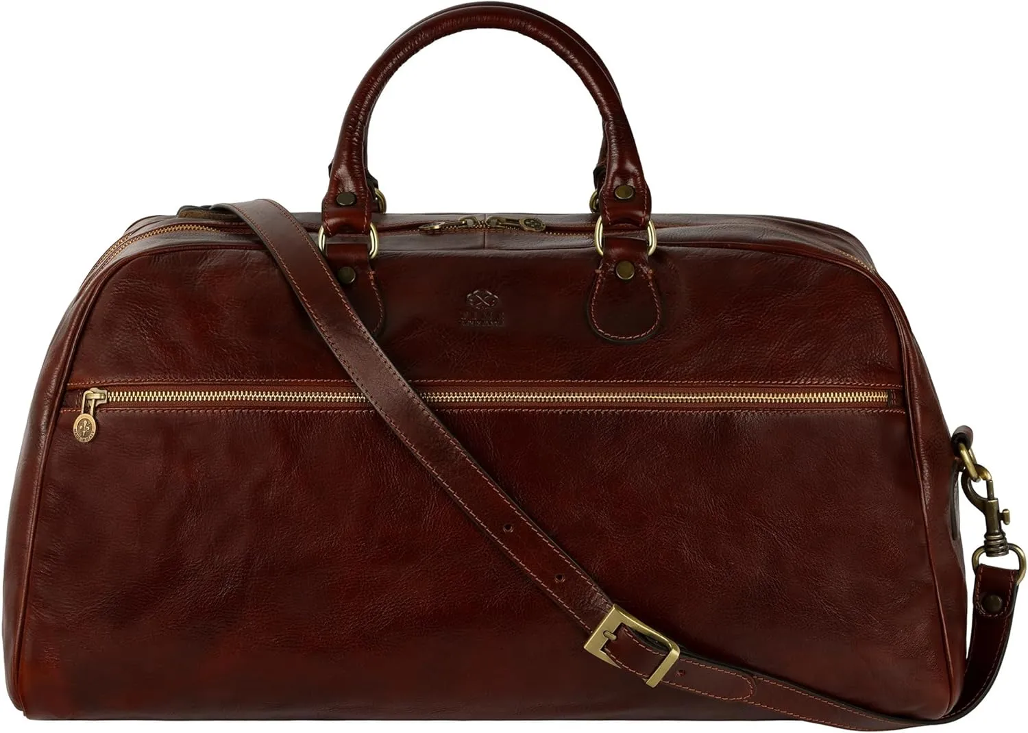 Leather Duffel Bag Full Grain Leather Travel Bag Weekend Bag Gym - Time Resistance (Brown)
