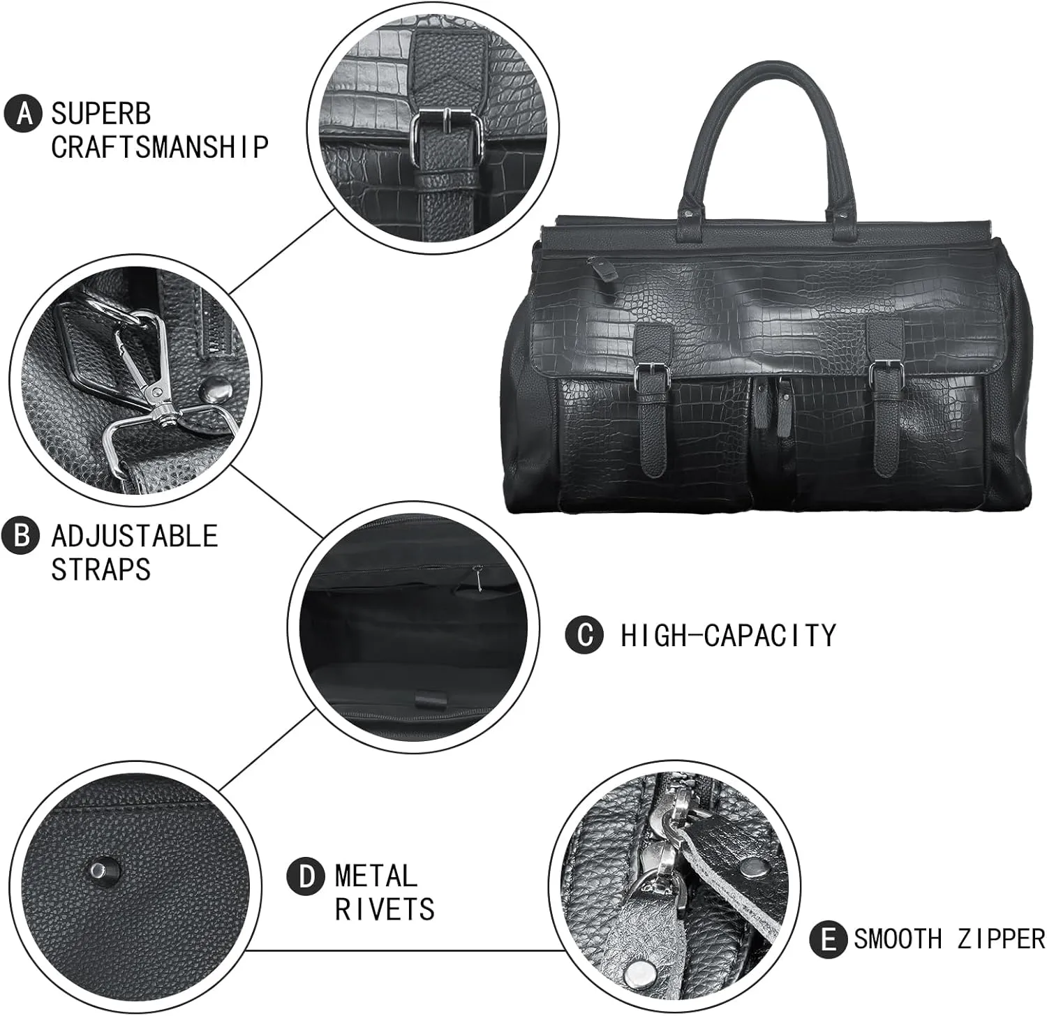Leather Duffle Bag for Men Women - Full Grain Leather Travel Bag Carry On Weekender Overnight Duffel Bag