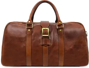 Leather Duffle Bag - Full Grain Leather Travel Bag for Men and Women - Carry on Duffel Bag - Time Resistance