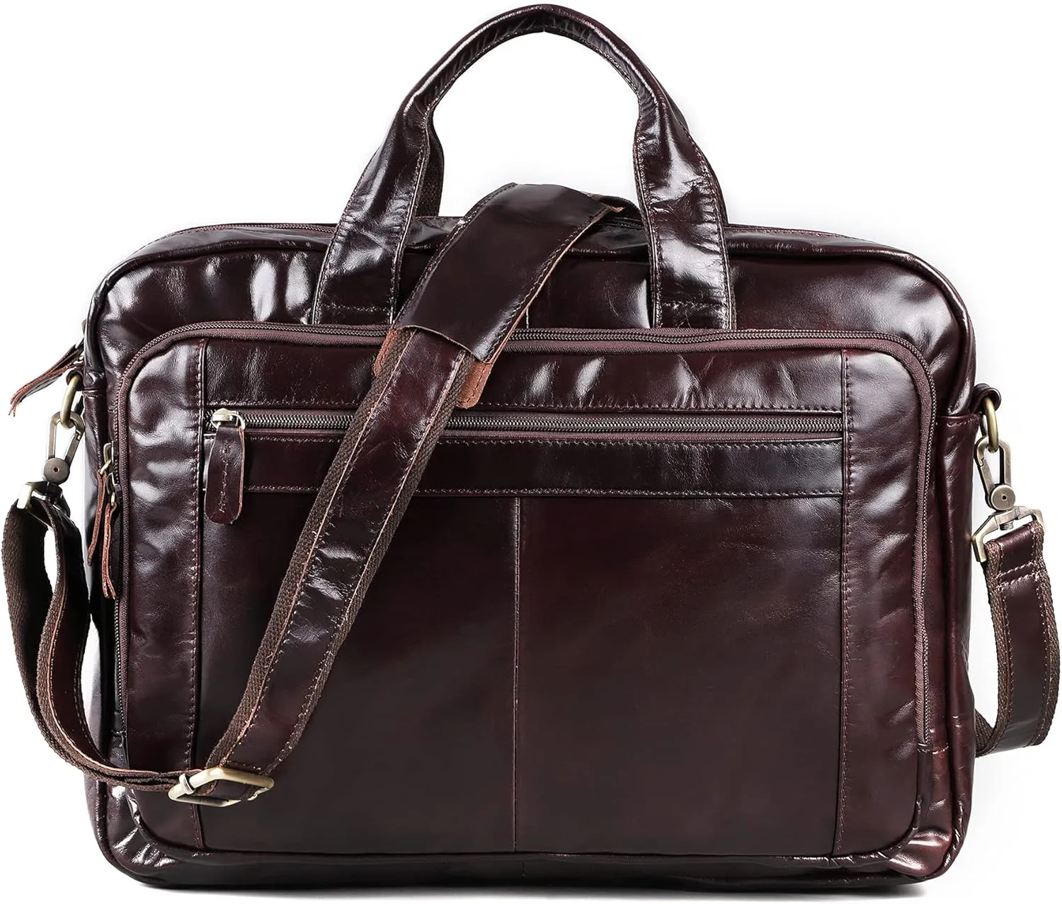 leather men's briefcase, large capacity messenger bag, laptop handbag, holiday gift travel crossbody bag