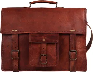 Leather Messenger Bag for Men - 16" Full Grain Leather Laptop Briefcase - Vintage Computer Satchel Travel Crossbody Bag for Office & Work