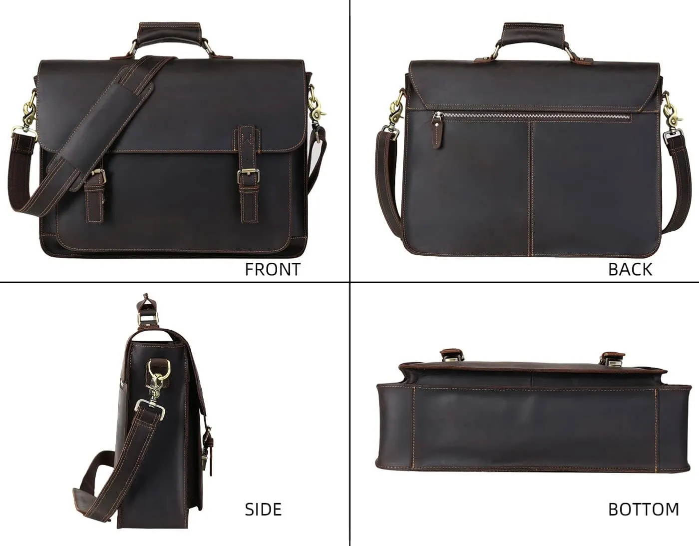 Leather Messenger Bag for Men 17.3 Inch Laptop Briefcase Full Grain Leather Business Travel Computer Office Bag