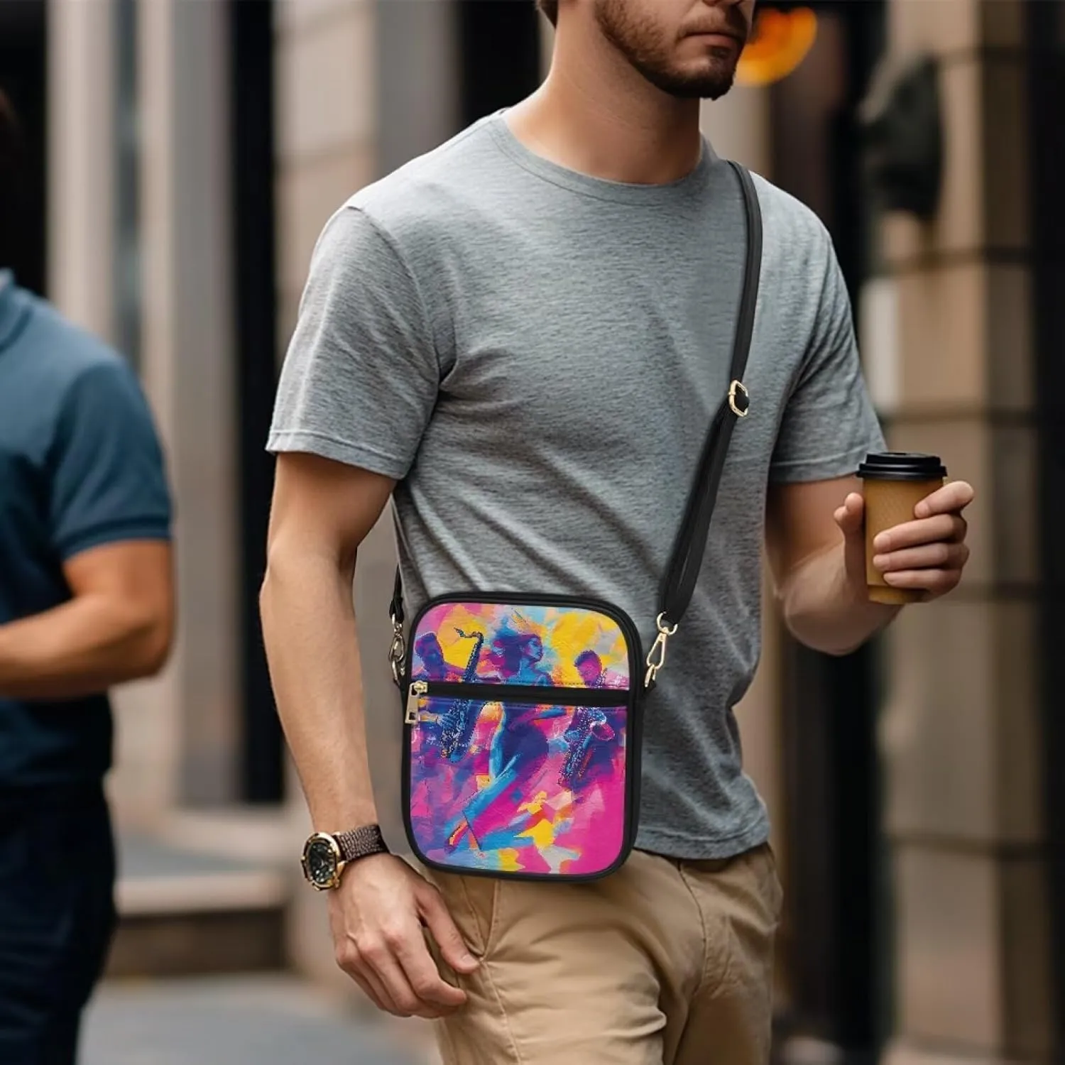 Leather Messenger Bag with Card Slots Inside for Unisex Small Cross Body Shoulder Satchel Bag for Casual Work Trip