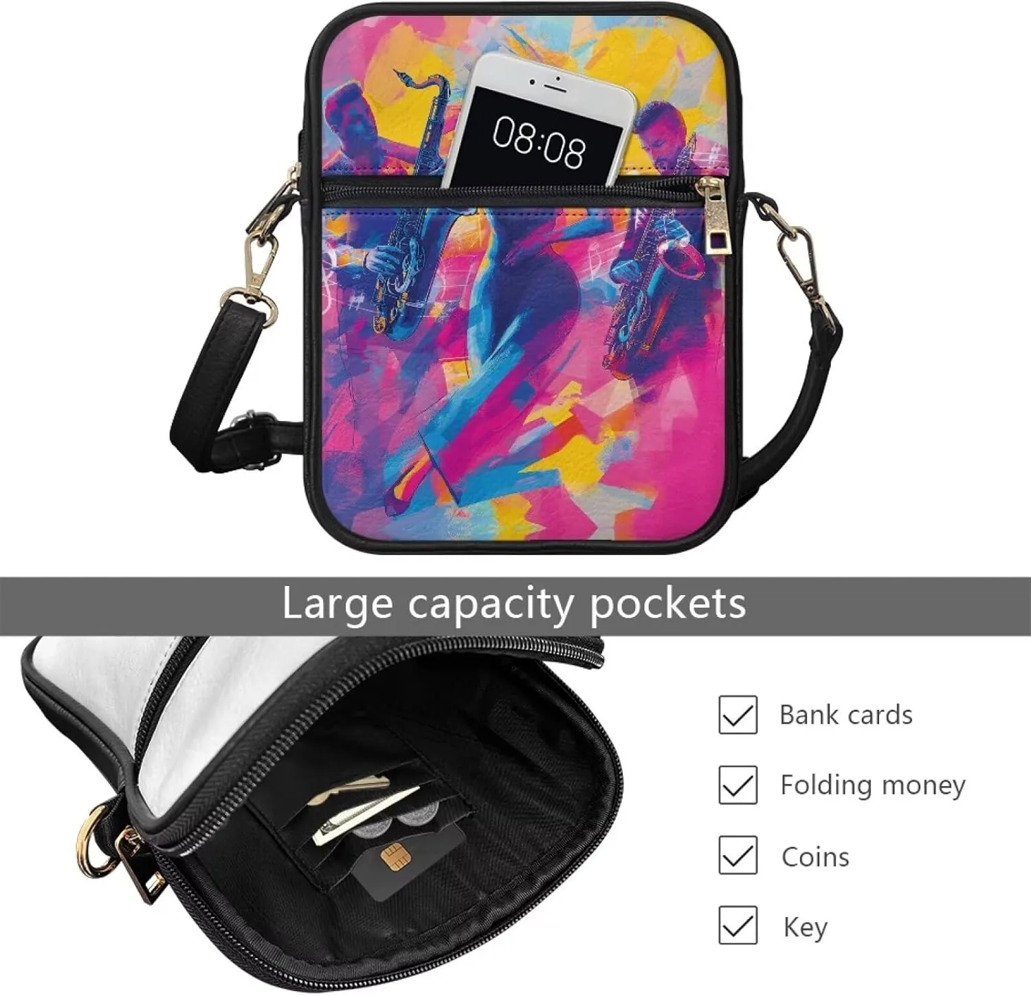 Leather Messenger Bag with Card Slots Inside for Unisex Small Cross Body Shoulder Satchel Bag for Casual Work Trip