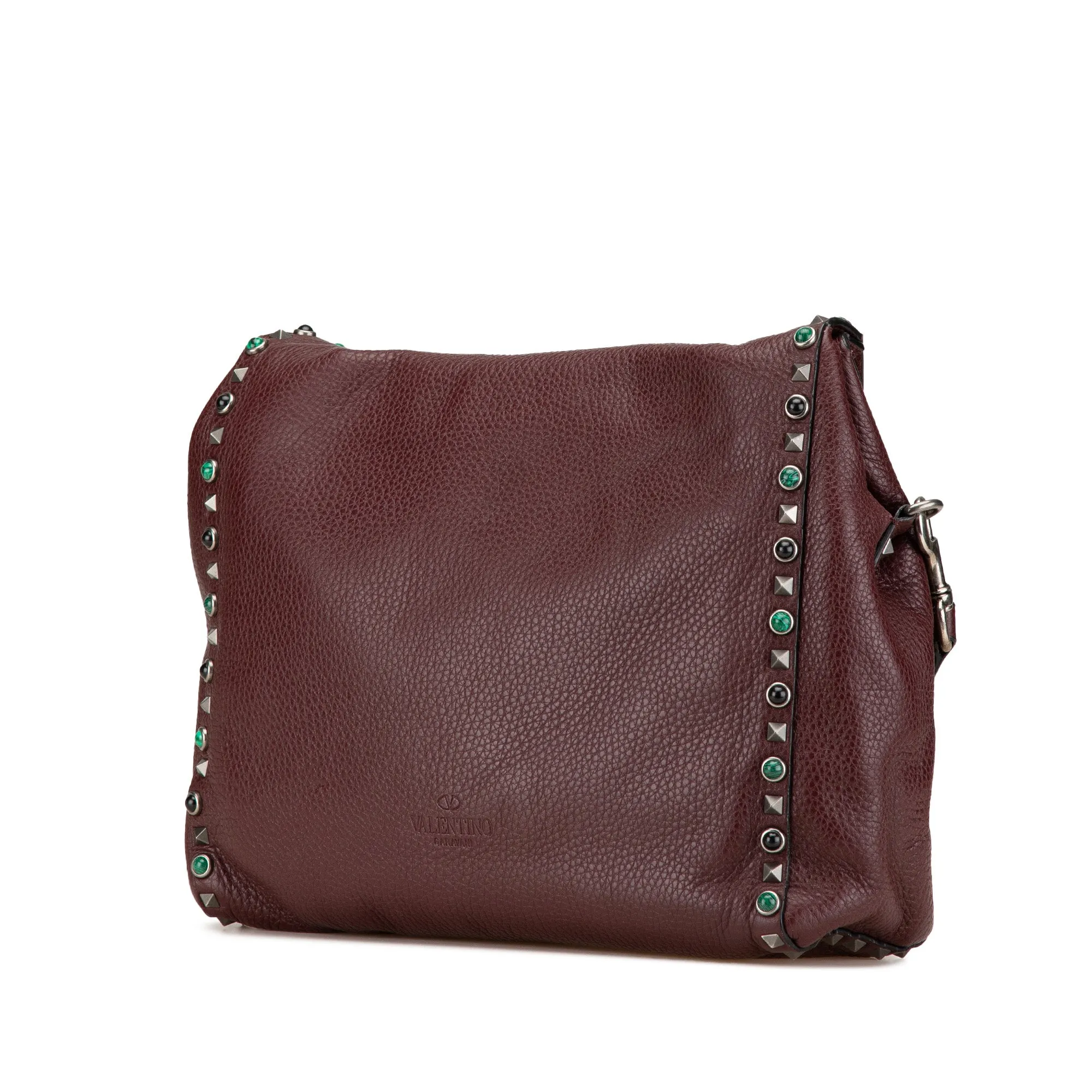 Leather Rockstud Rolling Messenger Bag