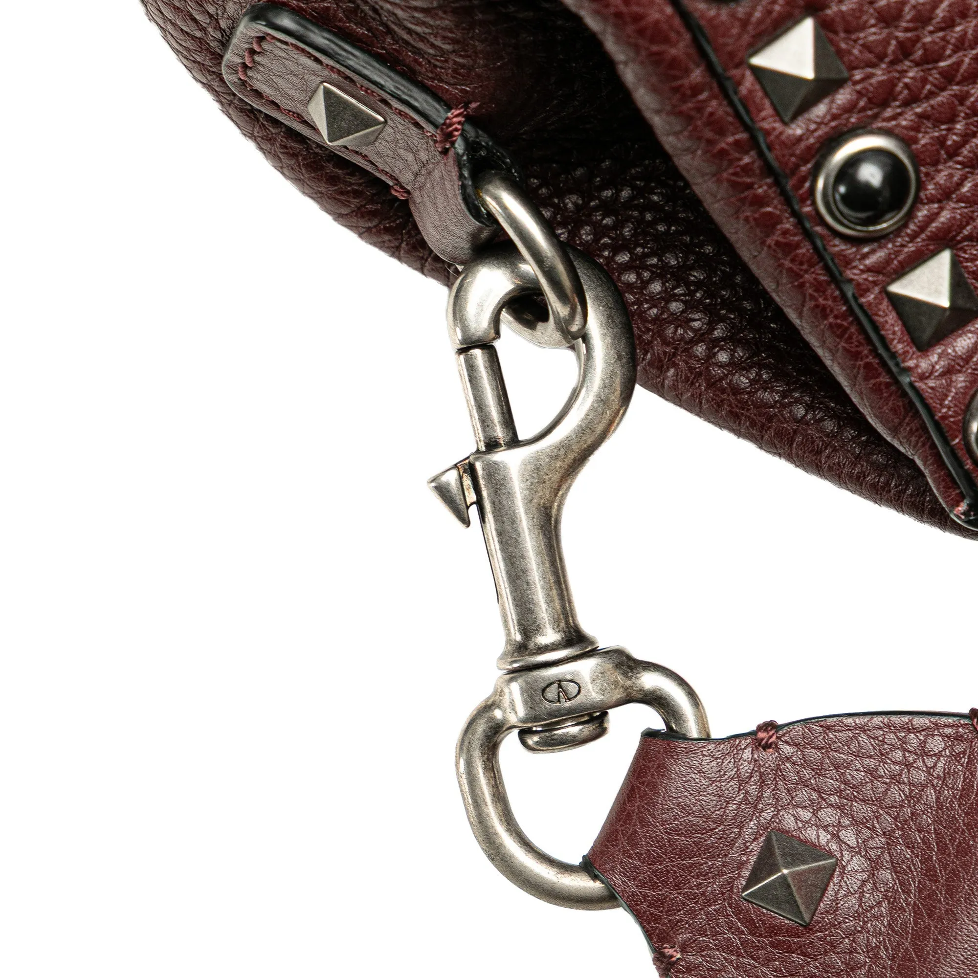 Leather Rockstud Rolling Messenger Bag