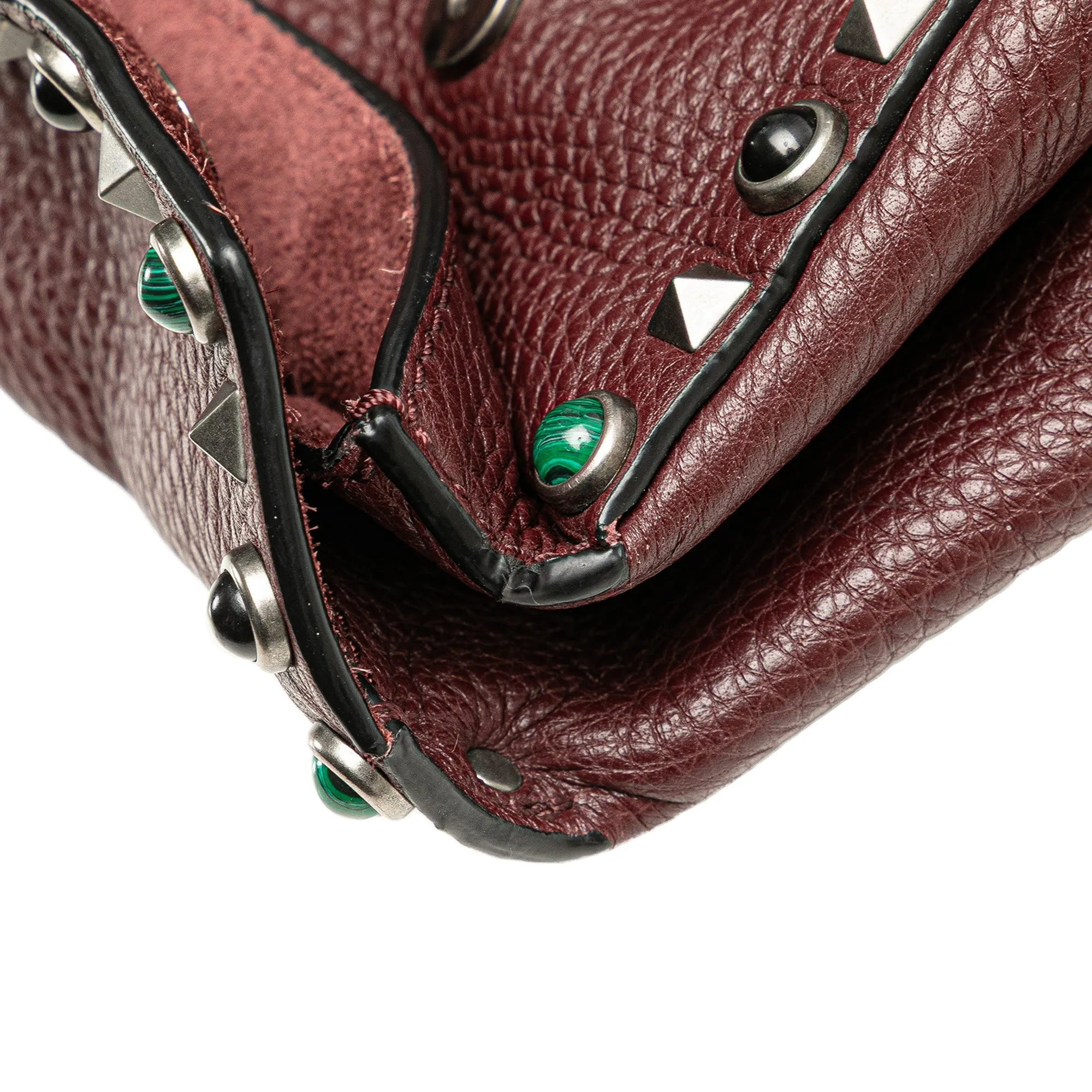 Leather Rockstud Rolling Messenger Bag