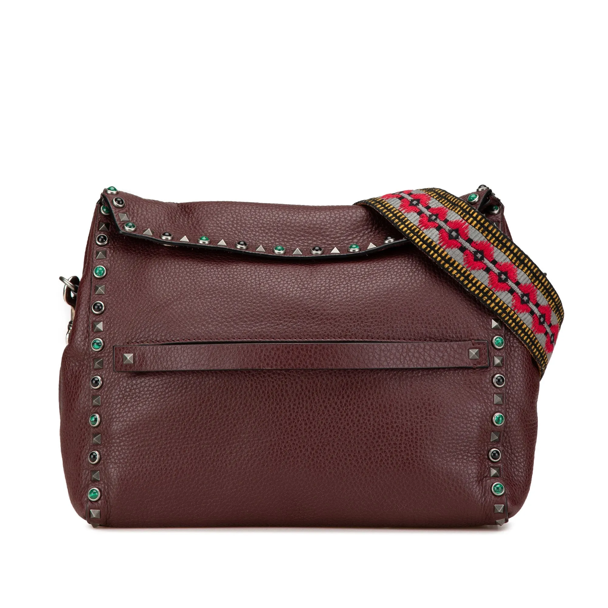 Leather Rockstud Rolling Messenger Bag