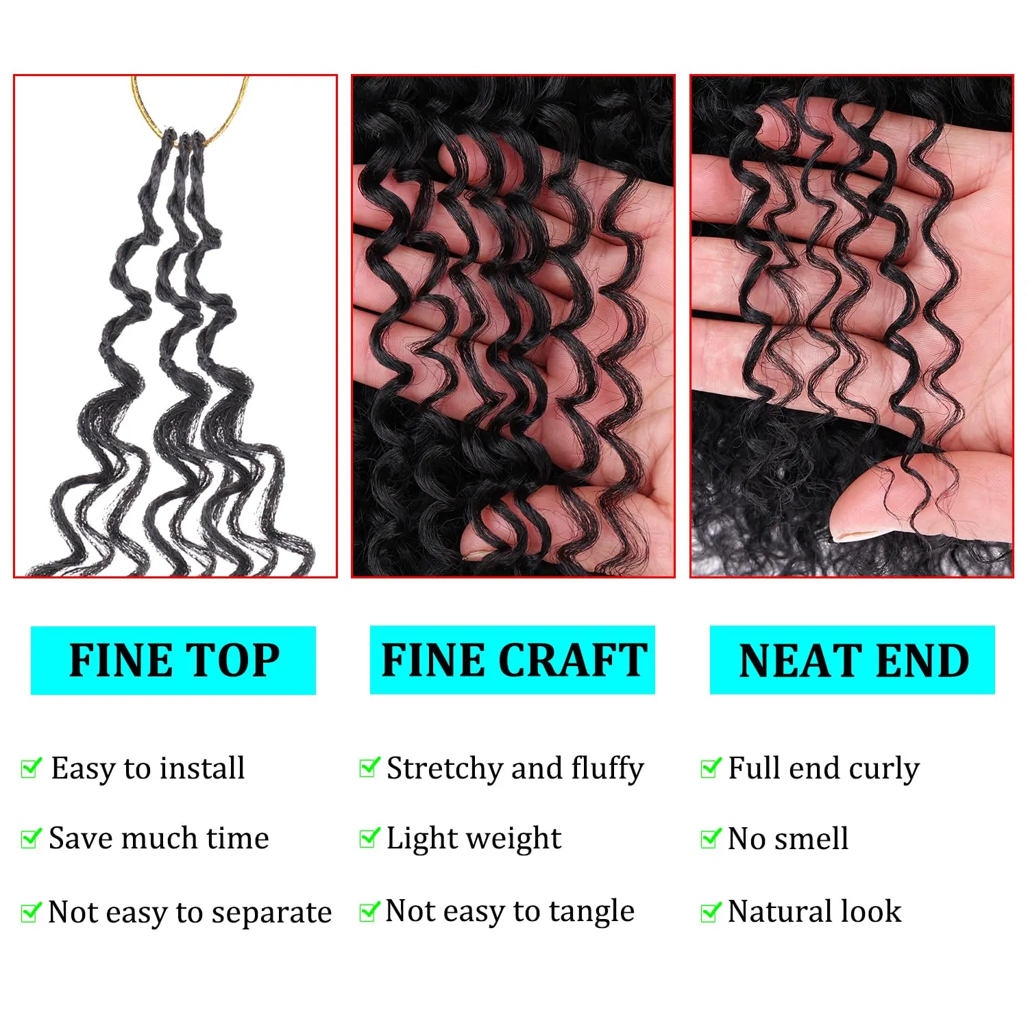 Leeven Pre Looped Micro Curly crochet Hair 8 Inch 8 Packs Black Micro Curly Twist Braiding Hair For Mini Passion Twist (1B#)