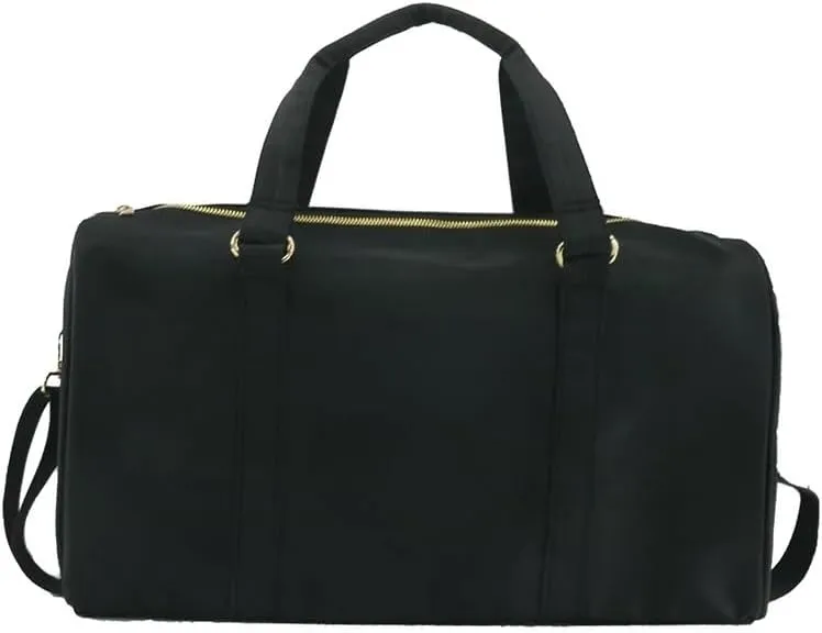 Leisure Nylon Outdoor Handbag Waterproof Fashion Travel Duffle Bag Women Small Travel Handbag-M(Black)