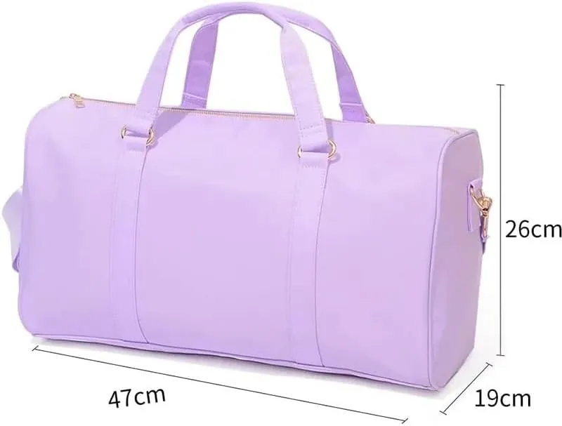 Leisure Nylon Outdoor Handbag Waterproof Fashion Travel Duffle Bag Women Small Travel Handbag-M(Black)