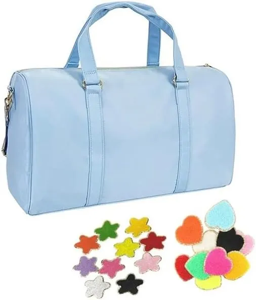 Leisure Nylon Outdoor Handbag Waterproof Fashion Travel Duffle Bag Women Small Travel Handbag-M(Black)