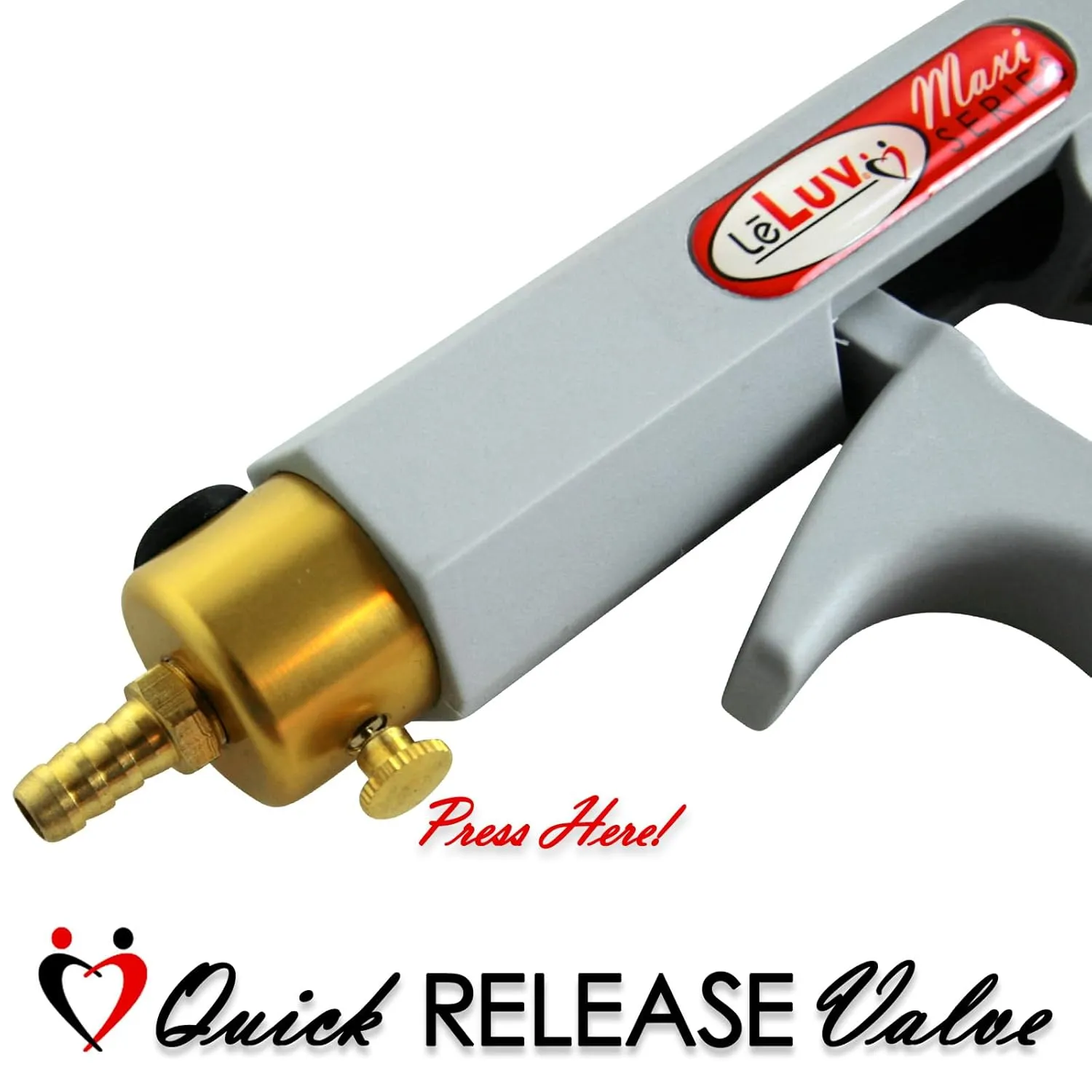 LeLuv Vacuum Pump Black Maxi Ergonomic Handle with Release Valve - Bundle with Clear Hose and Fitting